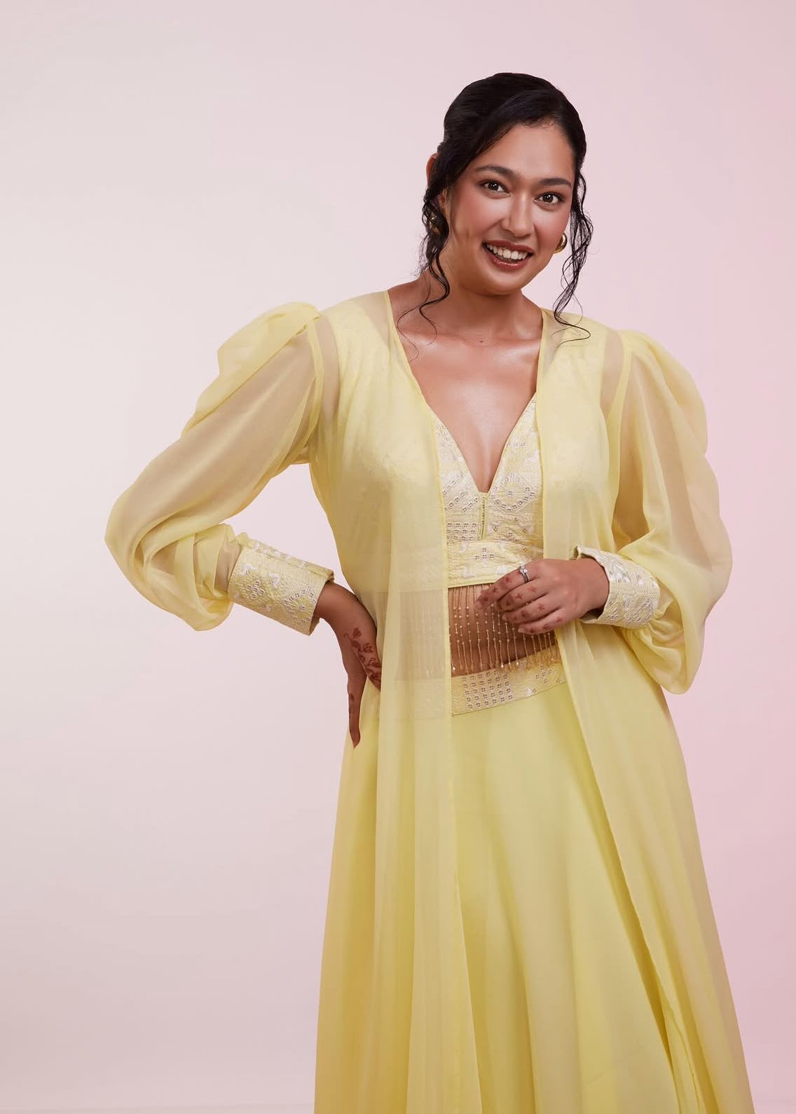 Yellow 3 Piece Plazo set