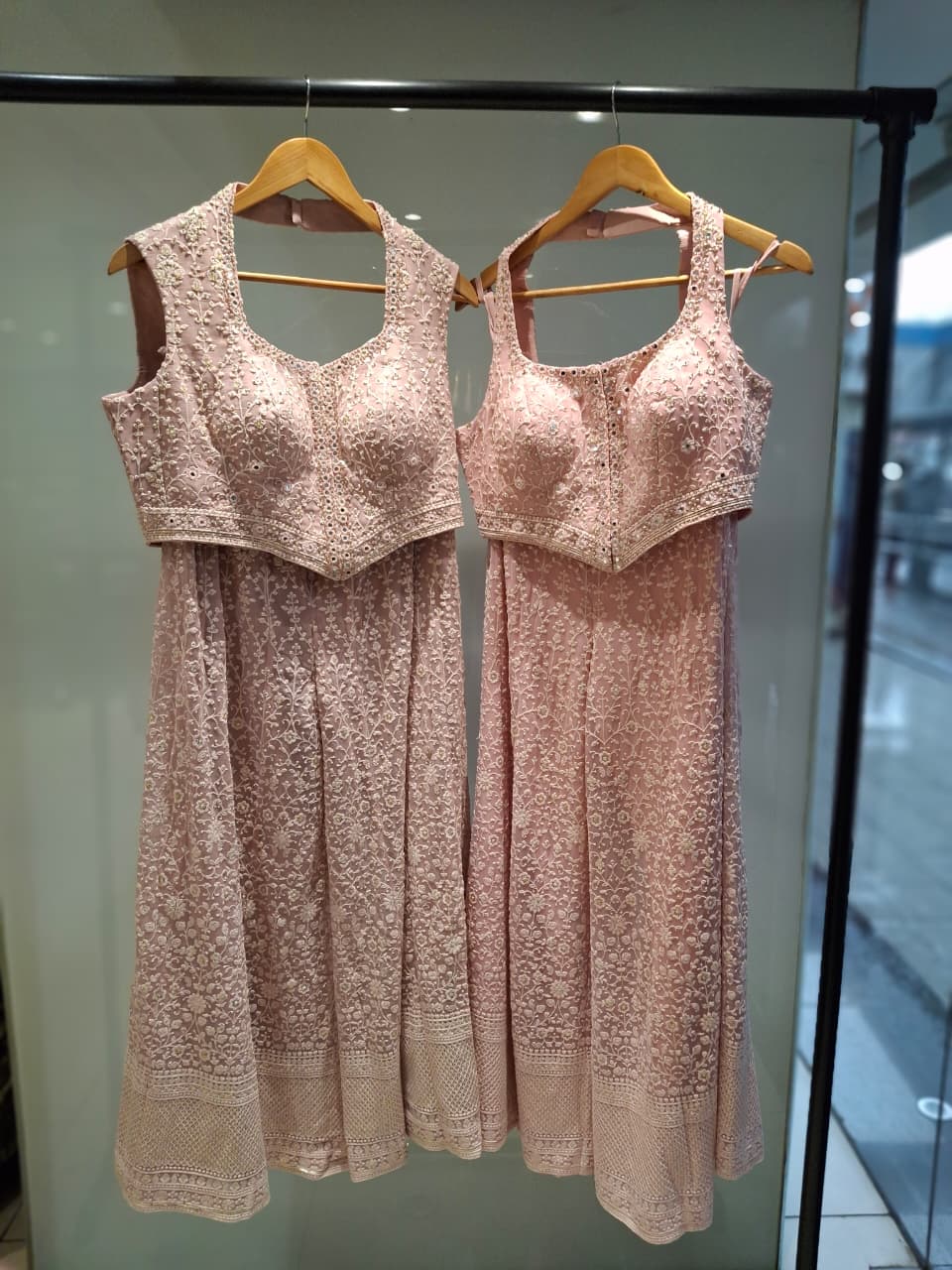 Pink Embroidered Halter Neck Plazo Set