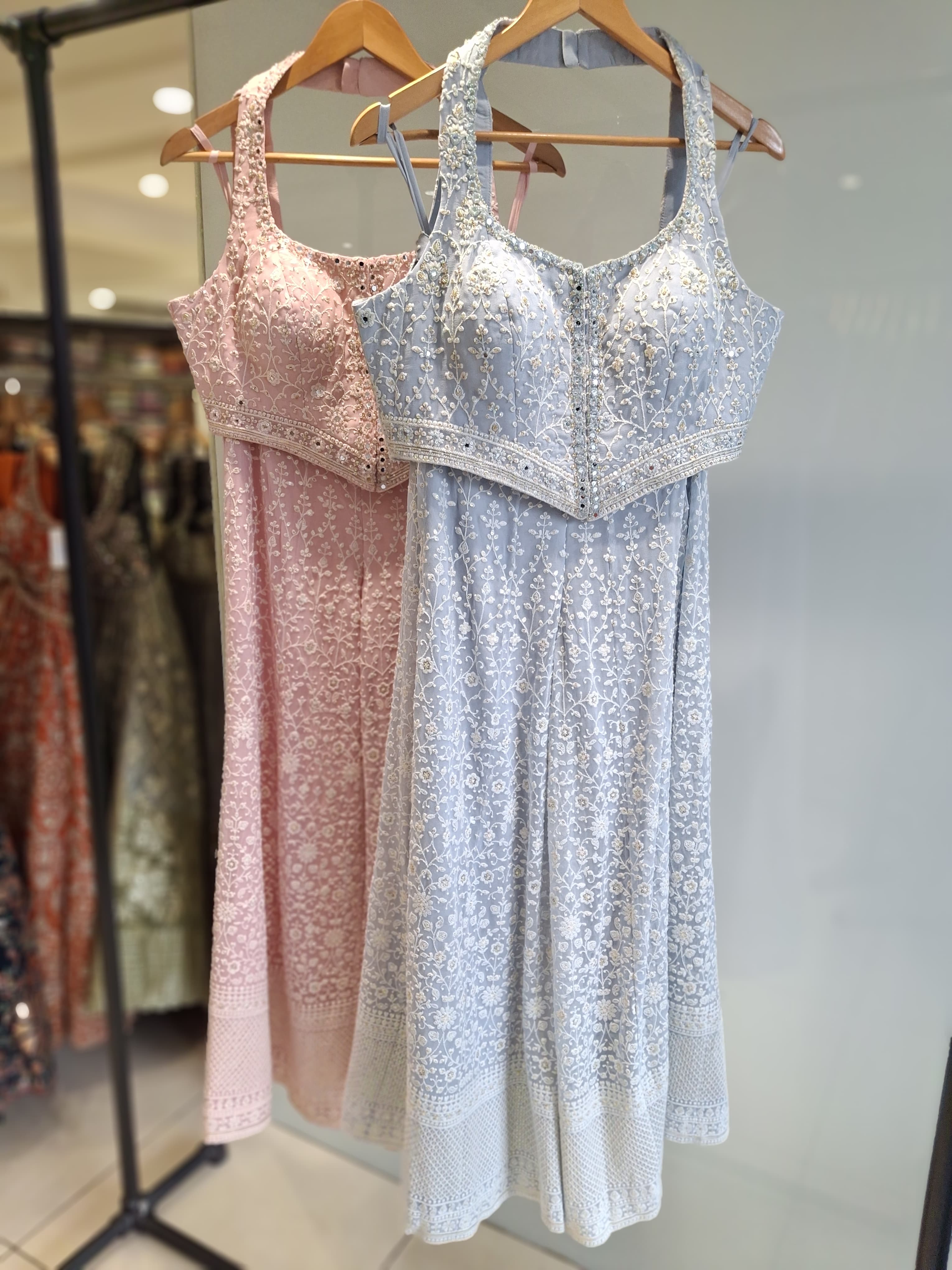 Pink Embroidered Halter Neck Plazo Set