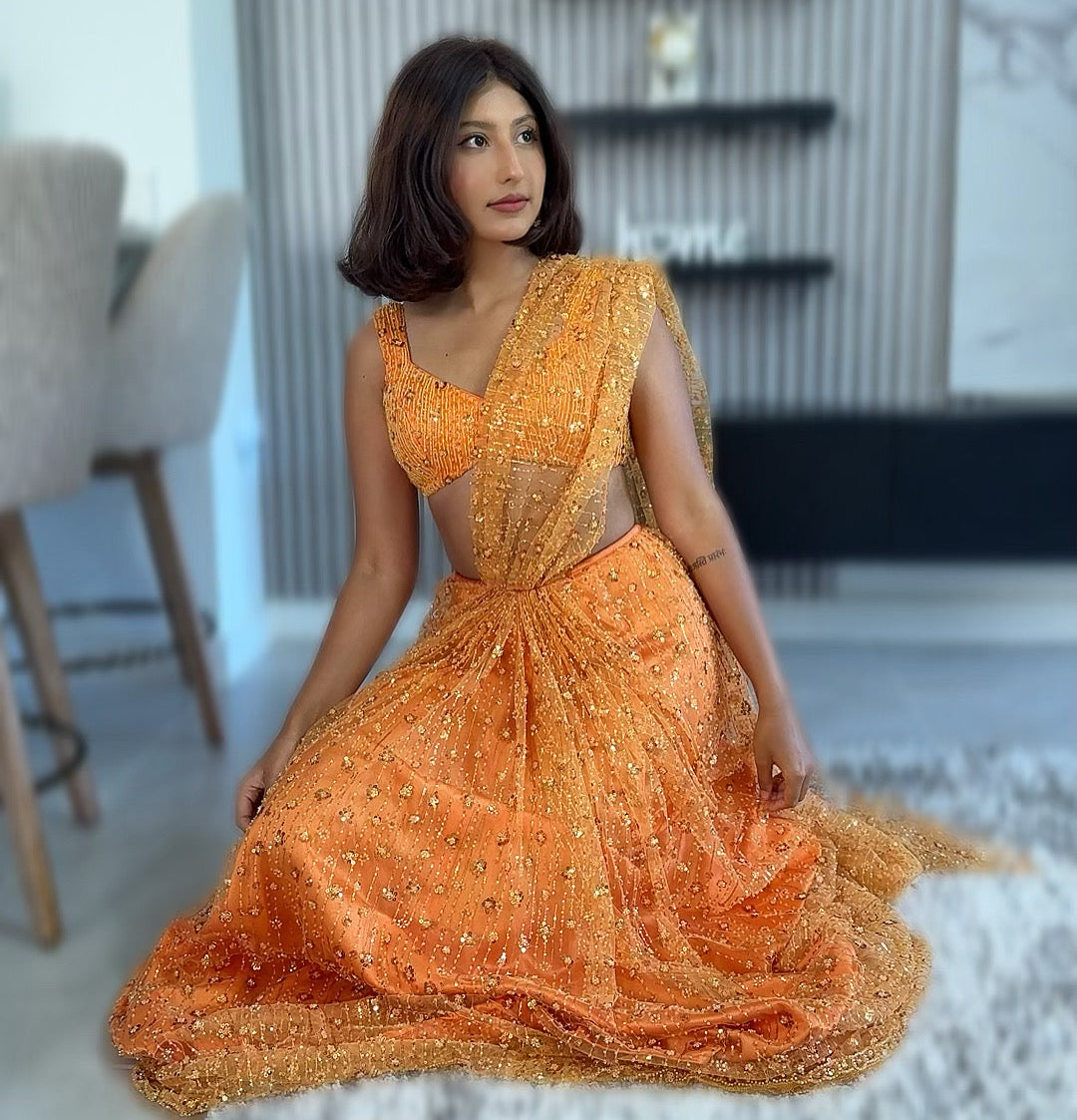 Srija Morden Drapped Saree
