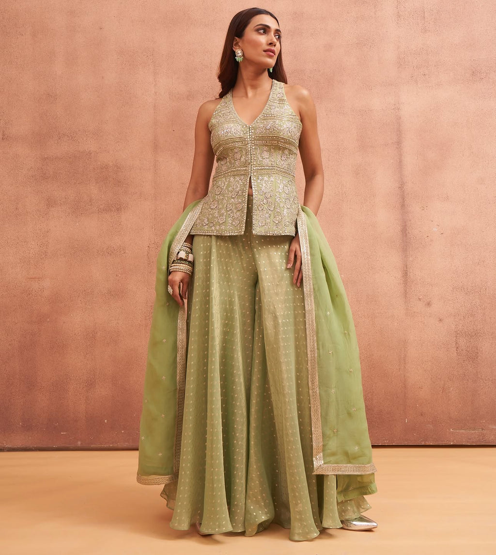 Green Tissue Silk Sarara Set