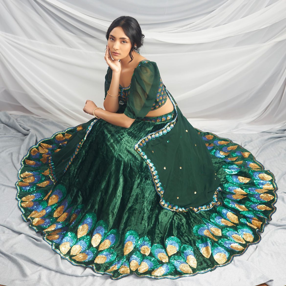 Peacock Green Lehenga