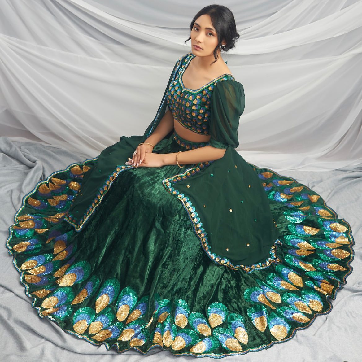 Peacock Green Lehenga