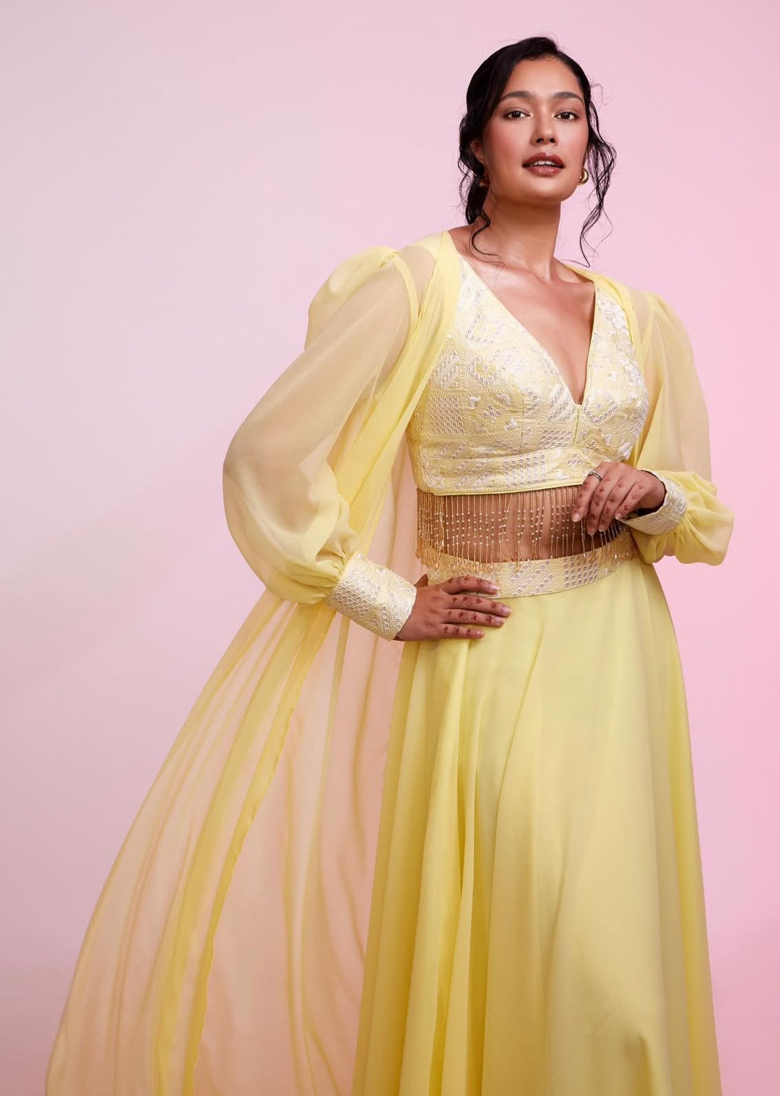 Yellow 3 Piece Plazo set
