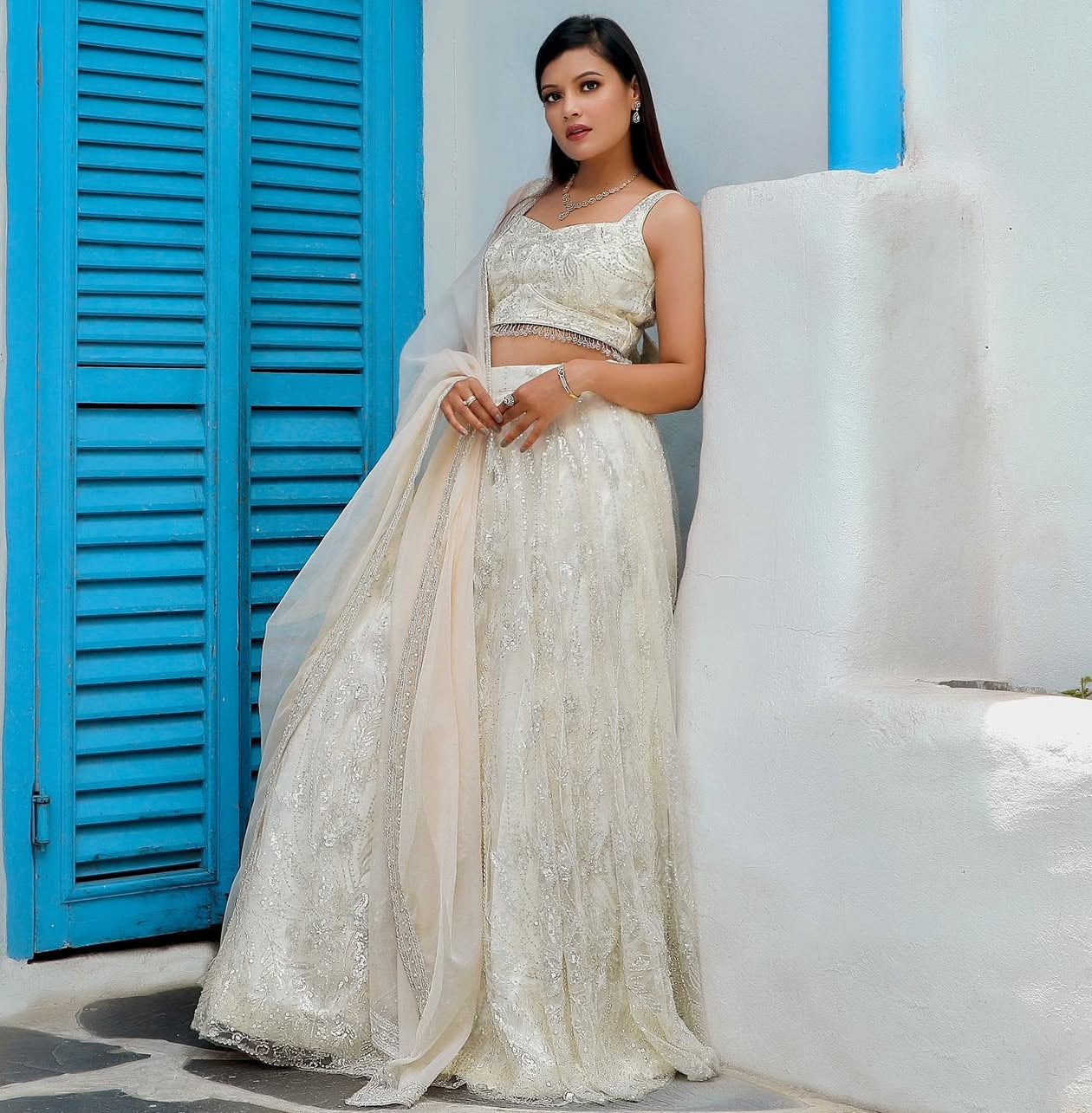 Simal White Lehenga