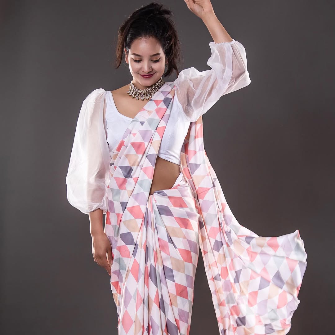 Geometric Silk Saree
