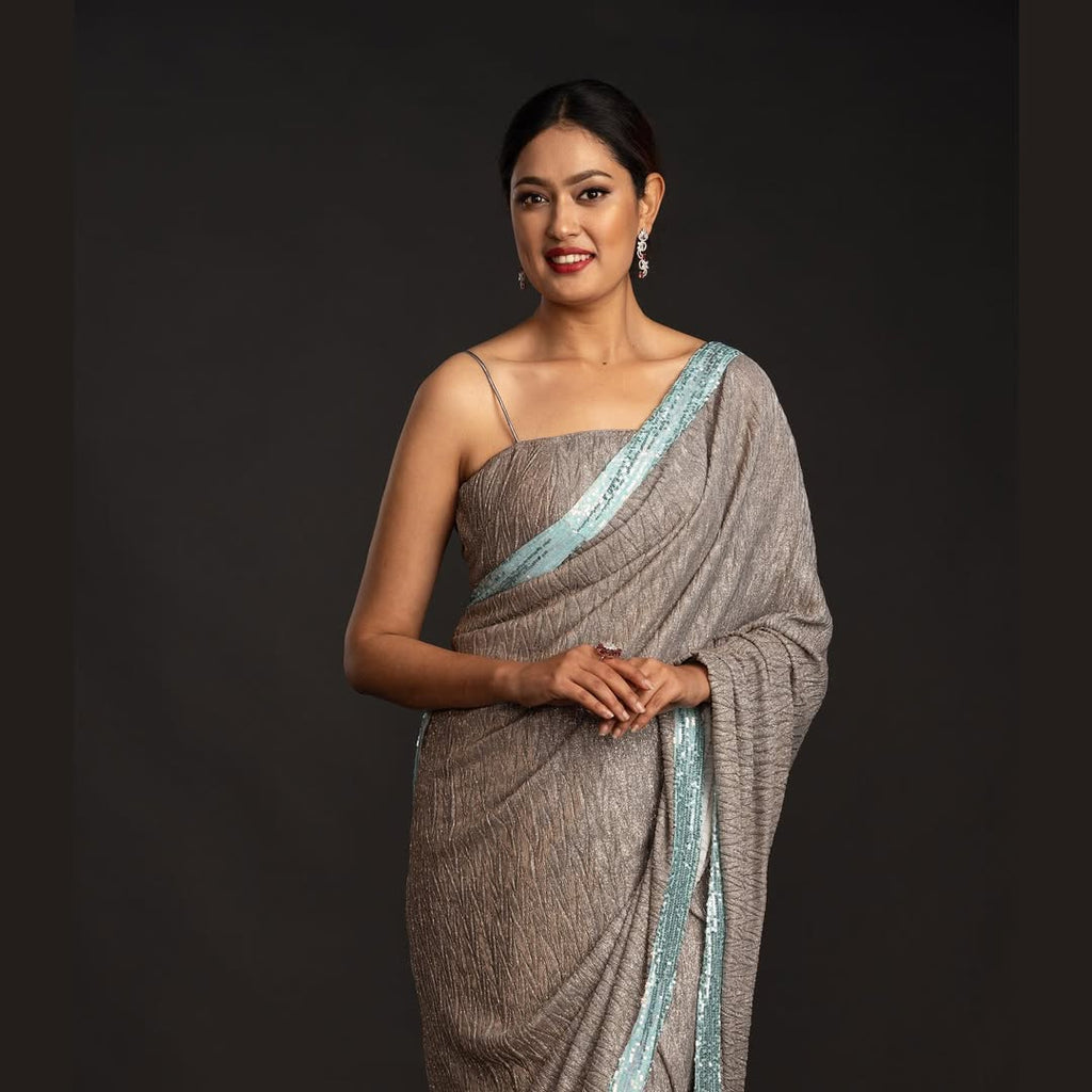 Grey Lycra Saree