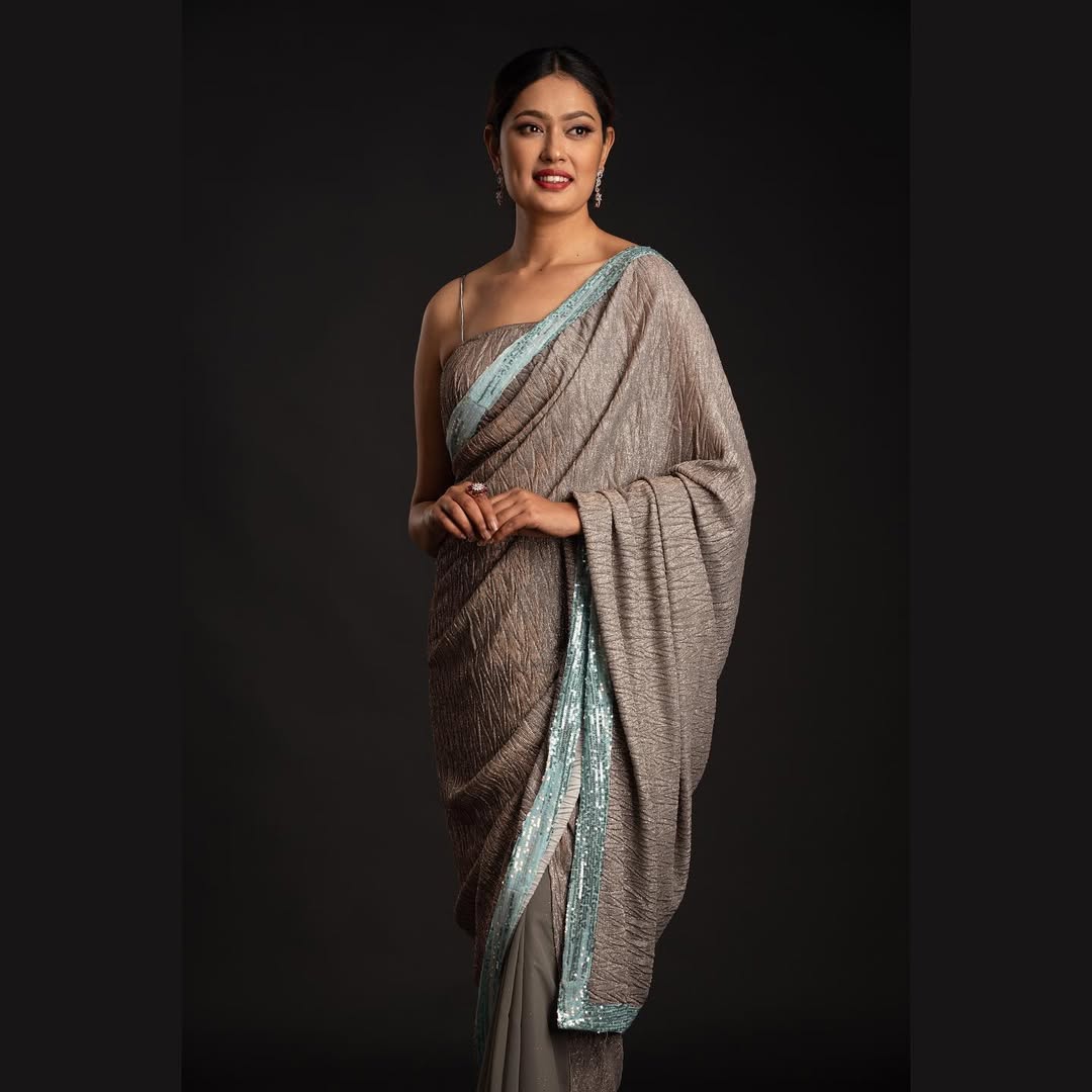 Grey Lycra Saree