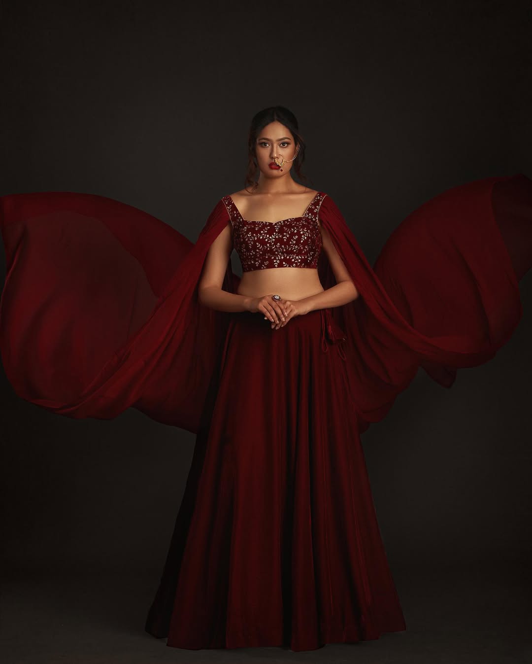 Maroon Cape Lehenga